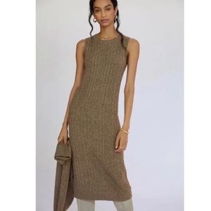 Anthropologie Current Air Cable-Knit Midi Sweater Dress Brown / Size XXS